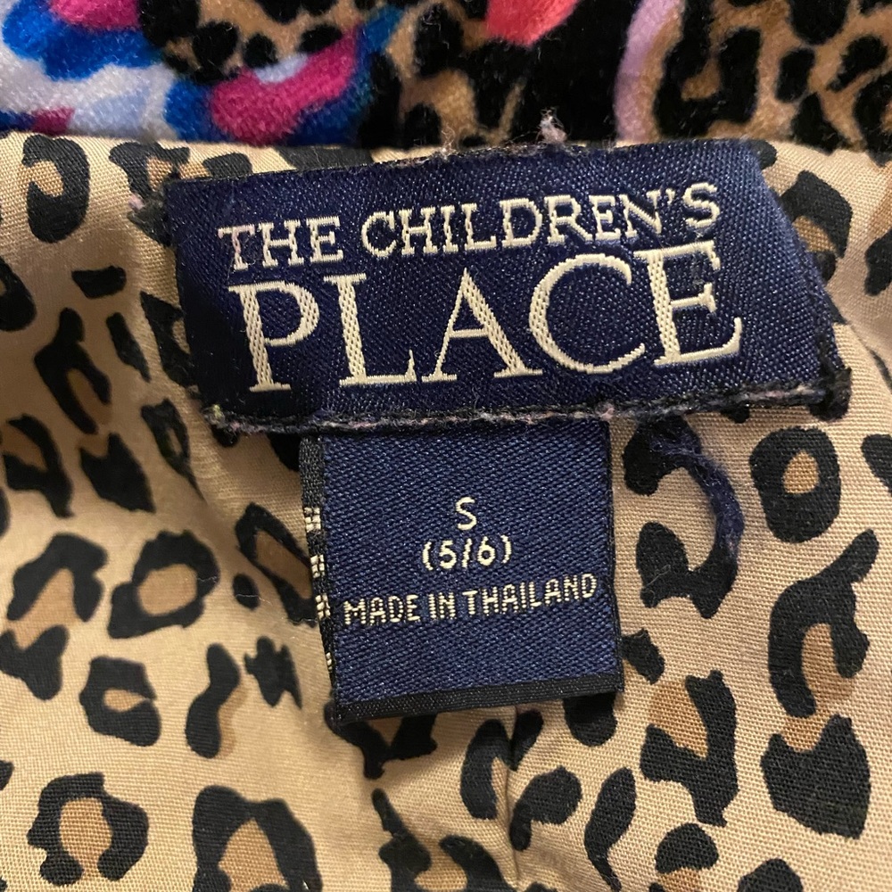 Multicolored Floral Velvet Quilted Peacoat Leopard Details Girls S(5/6) - Picture 11 of 13
